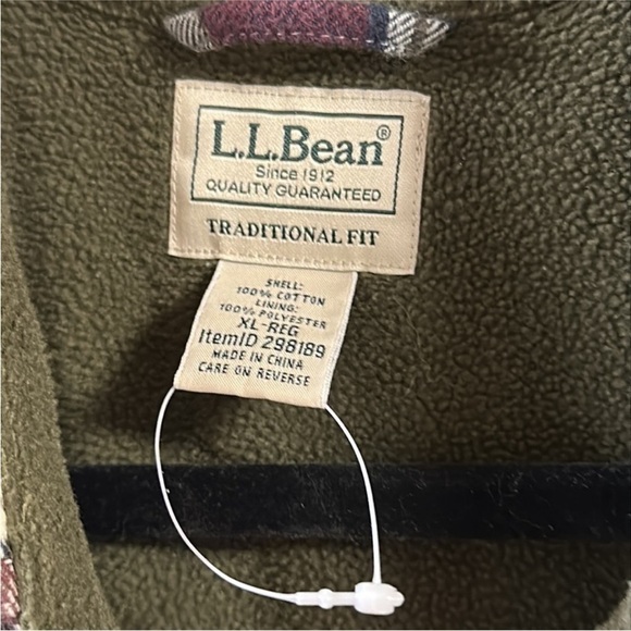 LL BEAN Fleece Lined Flannel Shirt Black Plum Sz XLARGE - Picture 4 of 7